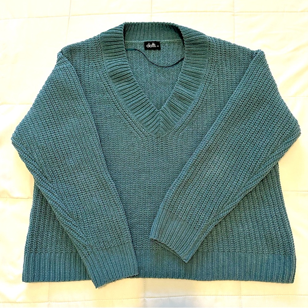 Turquoise Knit Cropped Sweater